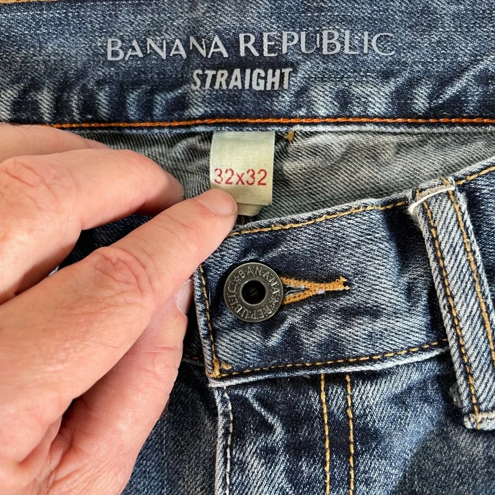 Banana Republic‎ Mens Straight Fit Blue Wash Denim Jeans 32x32